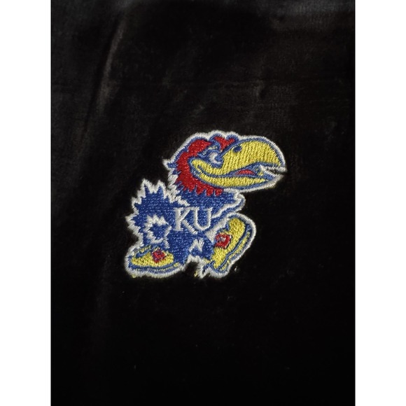 Adidas Velour Kansas Jayhawks KU Men's S Small Black Pants Vintage W/ Pockets - Picture 2 of 15